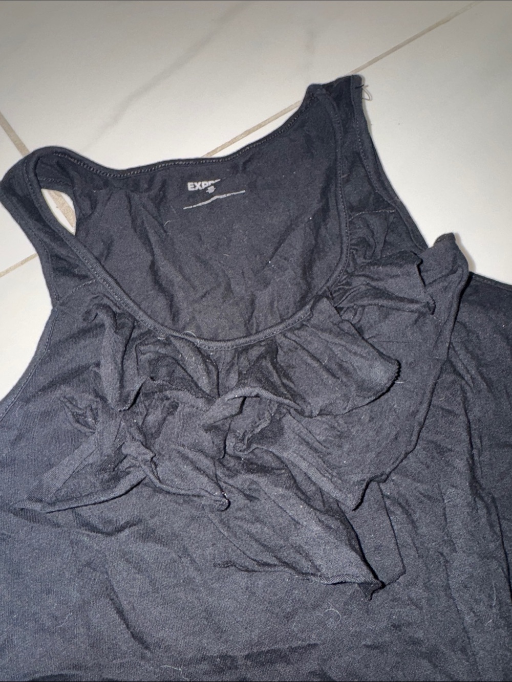 Express Black Ruffle Front Racerback Tank - Picture 3 of 5
